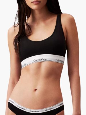 קלווין קליין גוזייה שחורה עם פס לוגו לבן