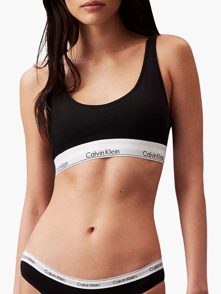 קלווין קליין גוזייה שחורה עם פס לוגו לבן