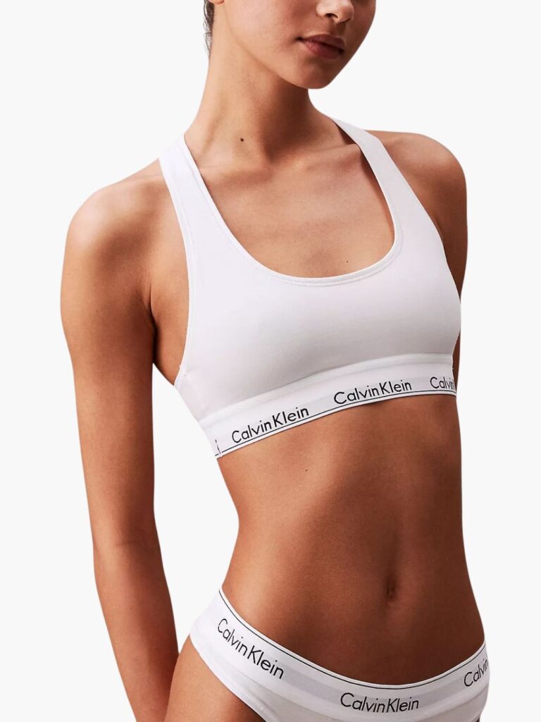 קלווין קליין גוזייה לבנה עם פס לוגו