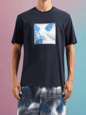 ארמני טישרט בצבע כחול - מרובע תכלת לבן