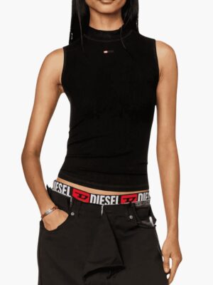 דיזל גופיית ריב שחורה צמודה עם לוגו