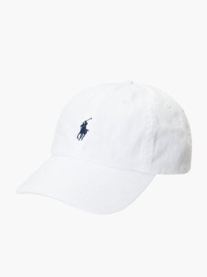 כובע פולו ראלף לורן לבן דגם קלאסי עם לוגו כחול כהה