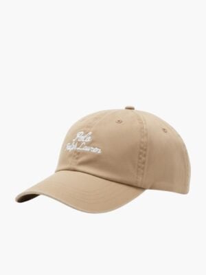 פולו ראלף לורן כובע בצבע בז' עם לוגו רקום בלבן