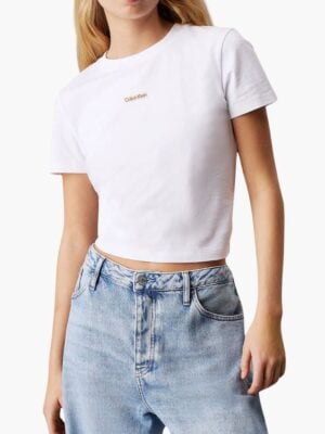 קלווין קליין טי שירט לבנה קצרה