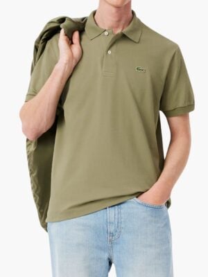 לקוסט חולצת פולו ירוקה קלאסית עם לוגו תנין רקום