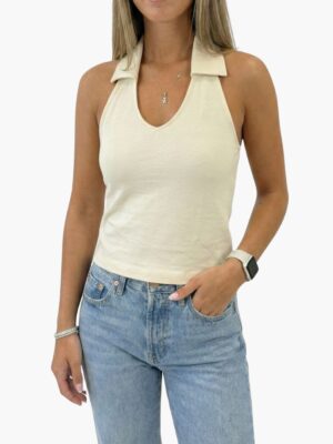 קלווין קליין גופיית האלטר שמנת עם גב פתוח