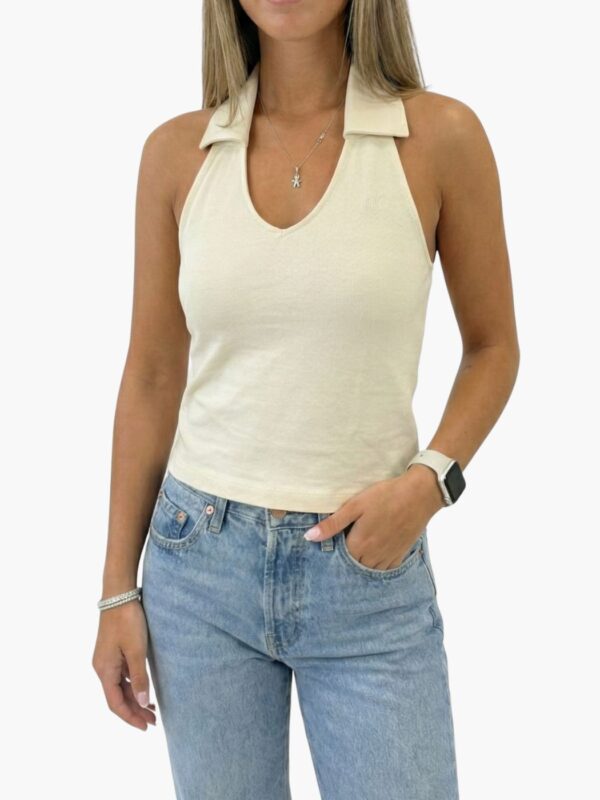 קלווין קליין גופיית האלטר שמנת עם גב פתוח