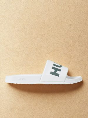 הוגו כפכפים לבנות לוגו HUGO ירוק
