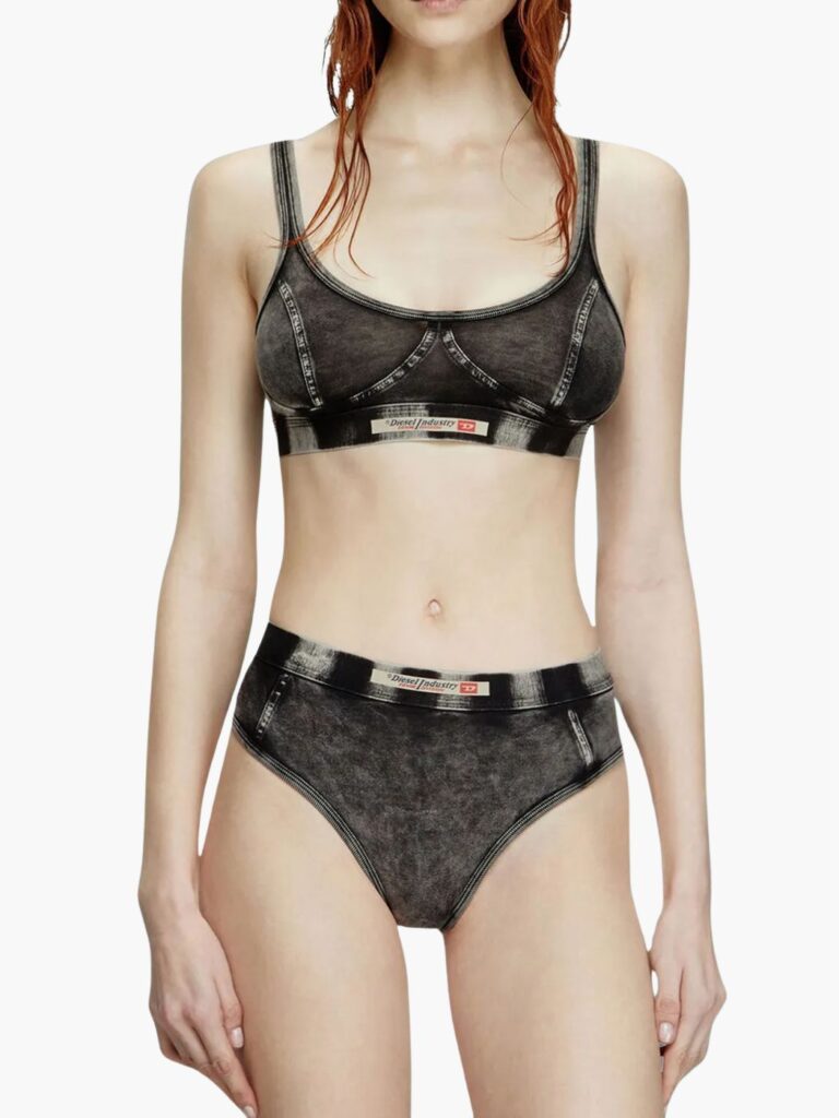 גוזיית דיזל כהה עם הדפס דמוי ג'ינס ולוגו Diesel Industry