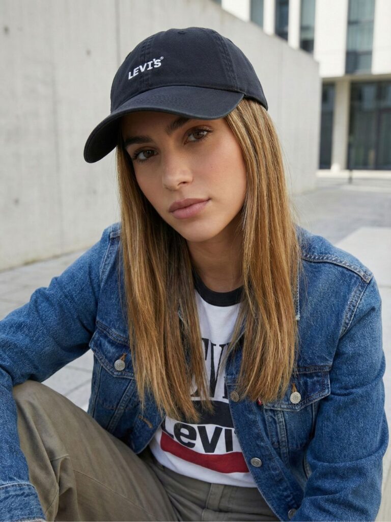 ליוויס כובע שחור עם לוגו לבן רקום