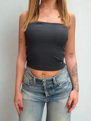 קלווין קליין חולצת סטרפלס - שחור