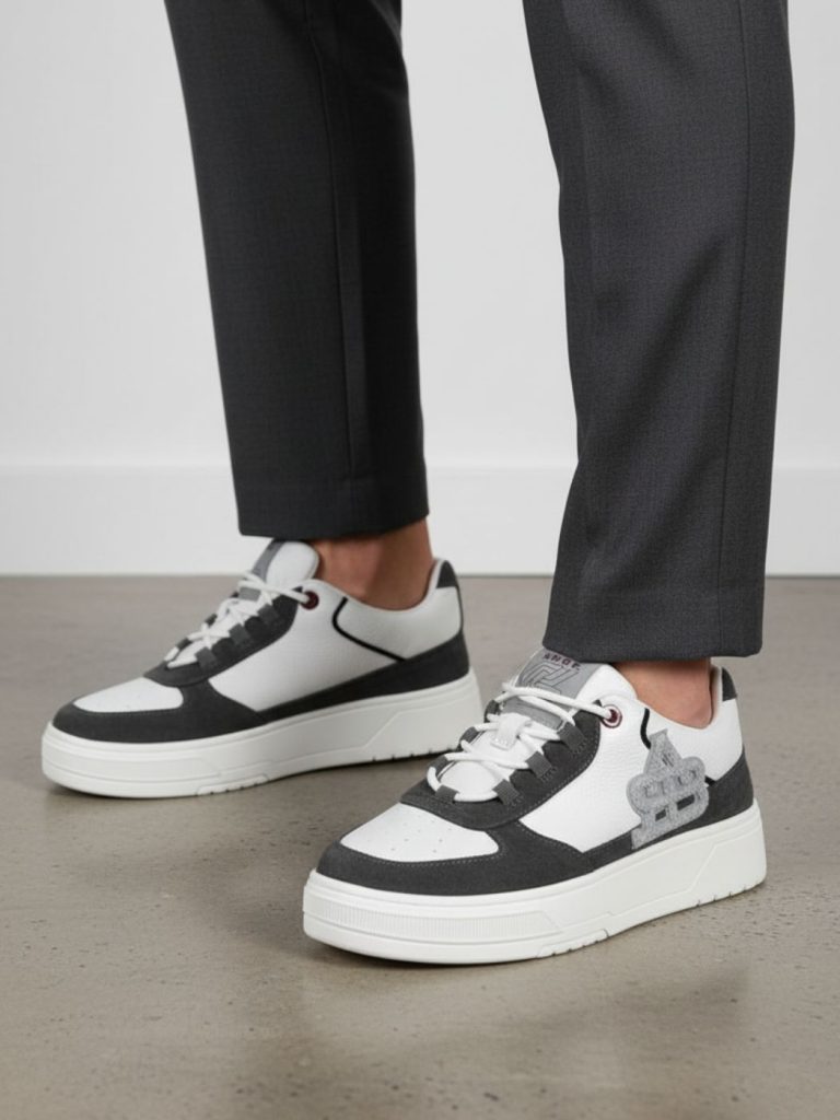 סניקרס לבנות ושחורות של באלר עם לוגו פרווה בולט