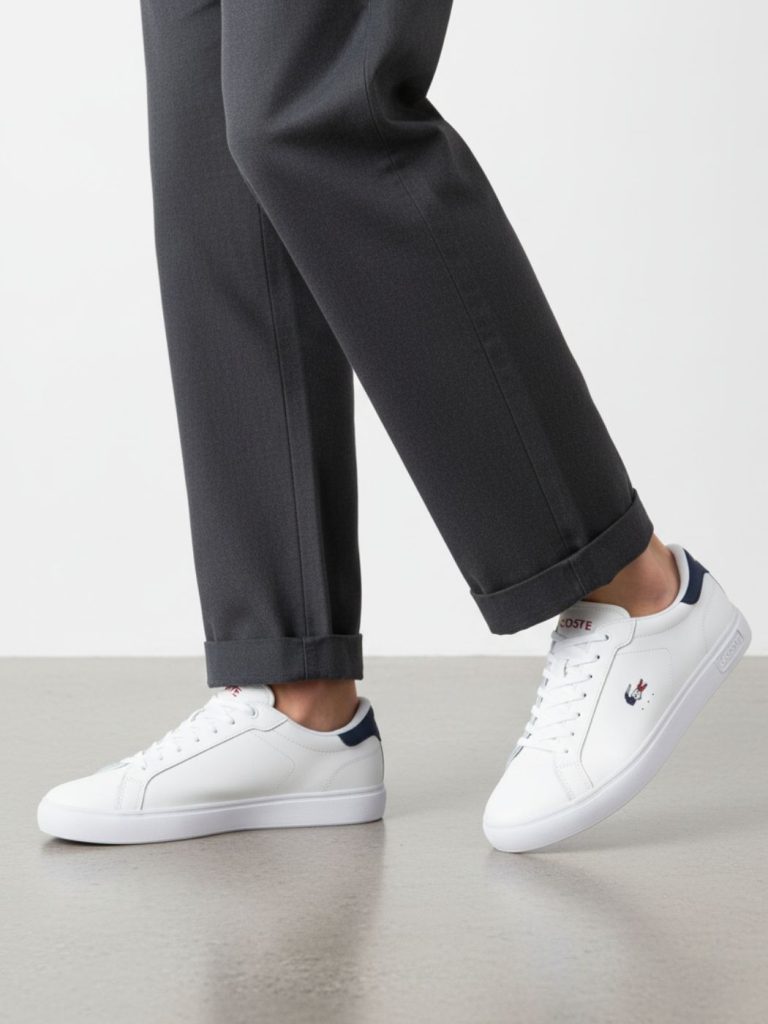 לקוסט סניקרס לוגו צבעוני - לבן