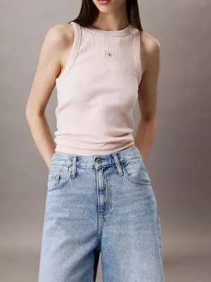 קלווין קליין גופייה לוגו באמצע - ורוד