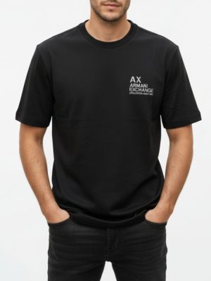 ארמני טישרט בצבע שחור לוגו AX לבן
