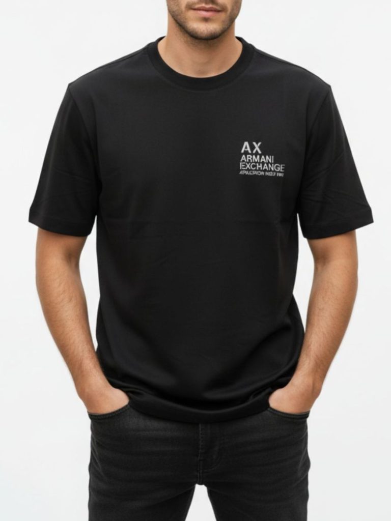 ארמני טישרט בצבע שחור לוגו AX לבן
