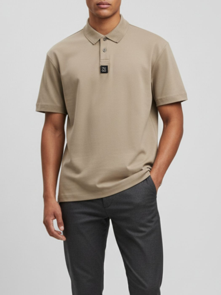 הוגו חולצת פולו כפתורים לוגו באמצע - ב׳ז