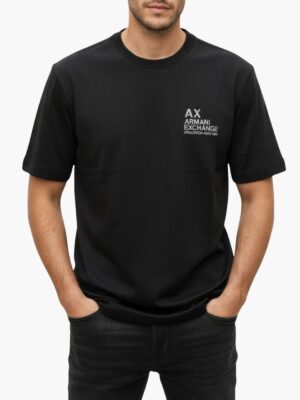 ארמני טישרט בצבע שחור לוגו AX לבן