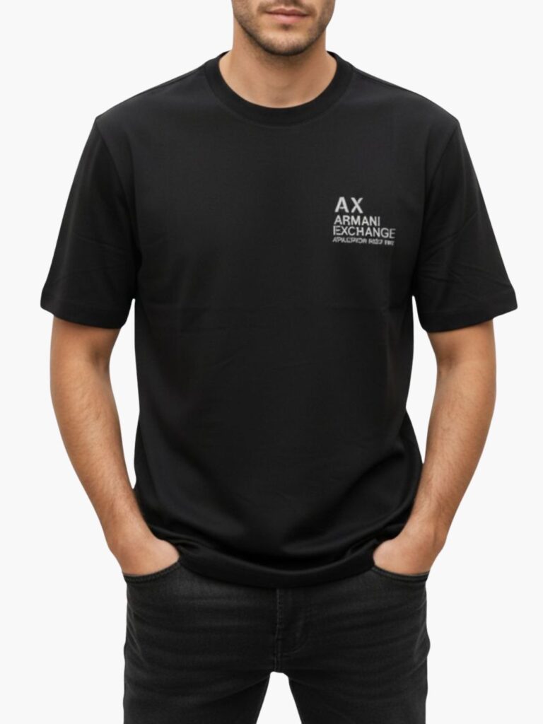 ארמני טישרט בצבע שחור לוגו AX לבן