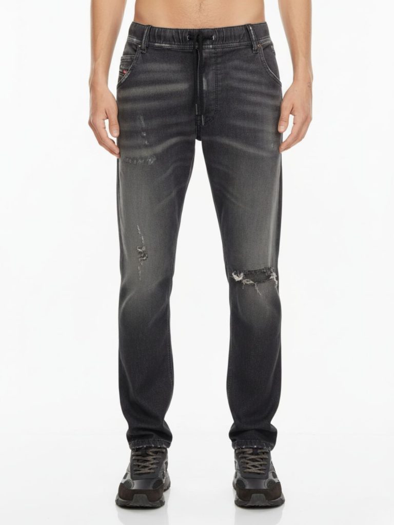 ג’וג ג’ינס שחור של דיזל דגם קרולי R9H22 עם גומי במותן