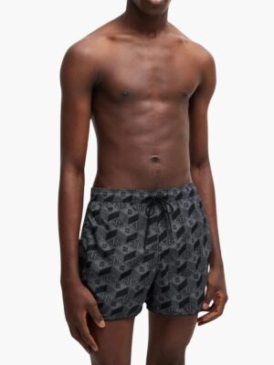 הוגובגד ים שחור קצר עם הדפס לוגואים חוזר