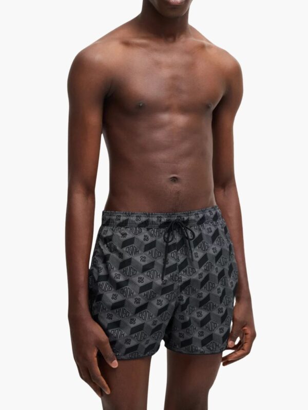 הוגובגד ים שחור קצר עם הדפס לוגואים חוזר