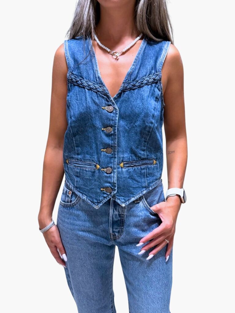 ליוויס ווסט ג'ינס כחול שילוב קליעת דנים