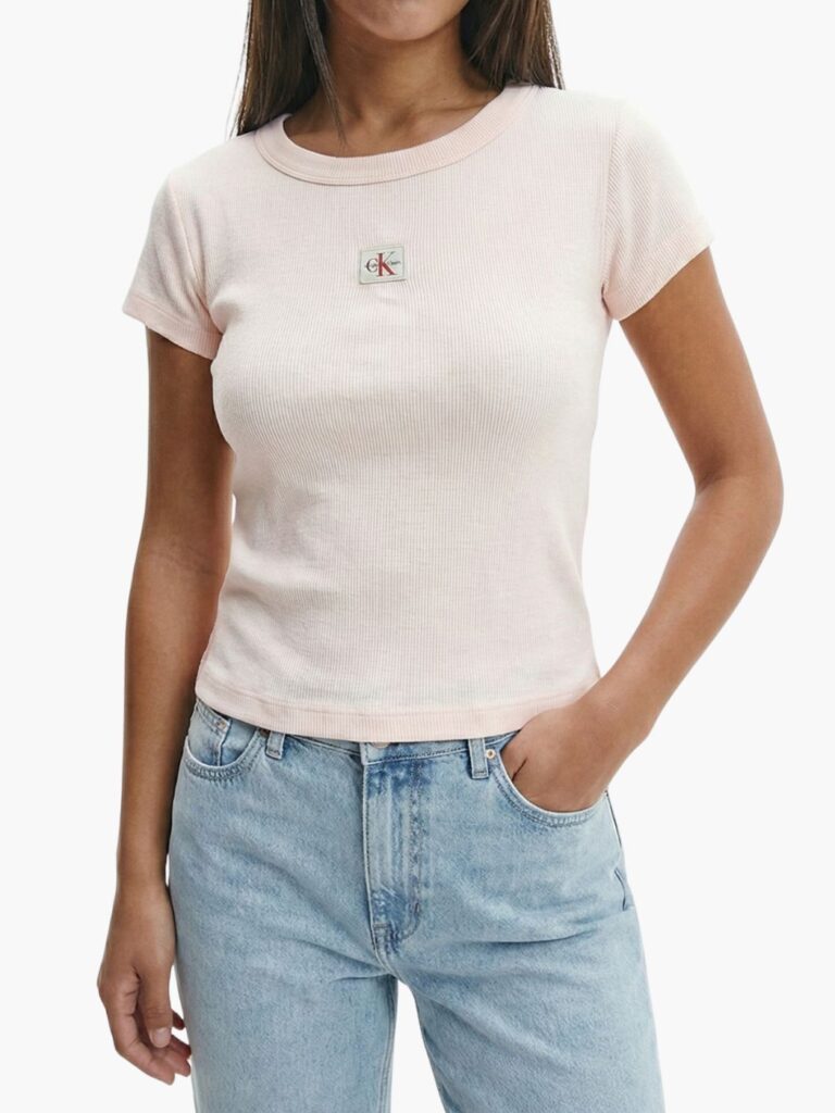 קלווין קליין טי שירט ורודה עם לוגו