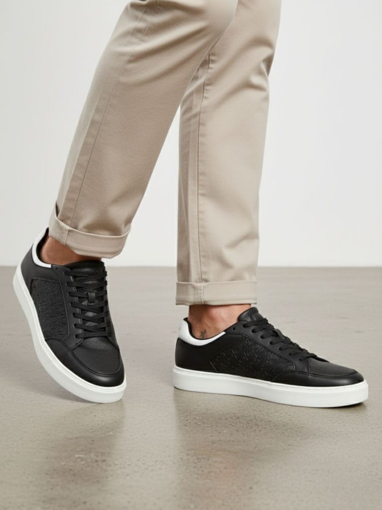 קלווין קליין שחורות עם דוגמת מונוגרם CK ועיצוב נקי