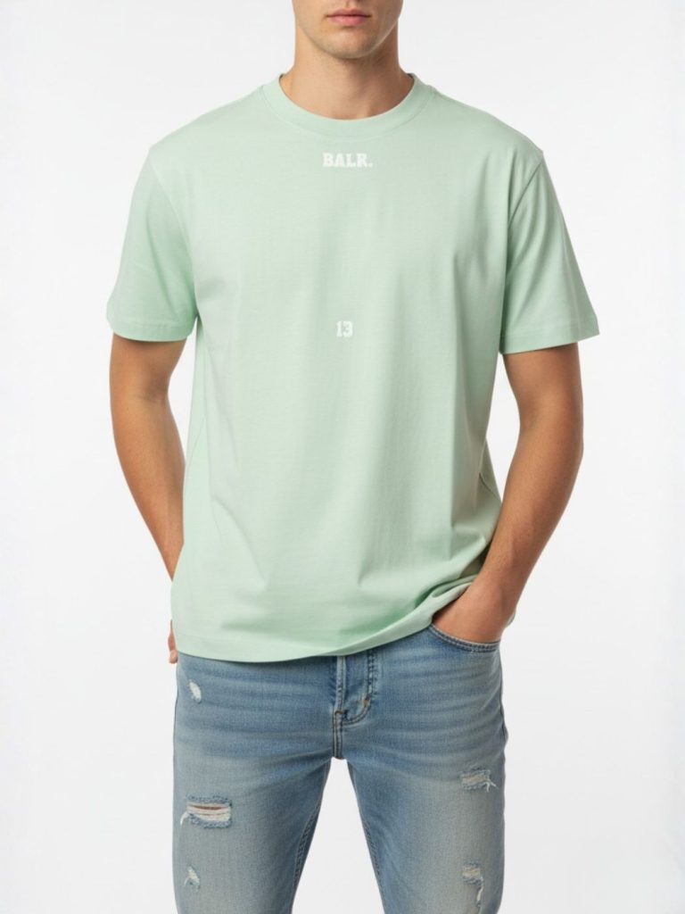 באלר חולצת ירוקה בהירה עם לוגו מרכזי רקום