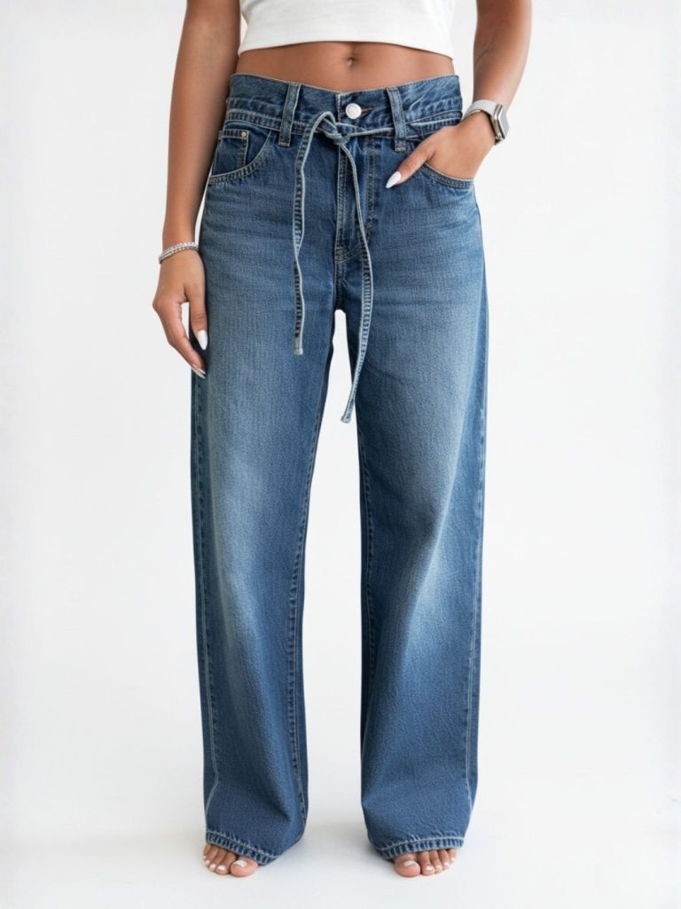 ליוויס ג'ינס רחב עם חגורת בד A87010-0030