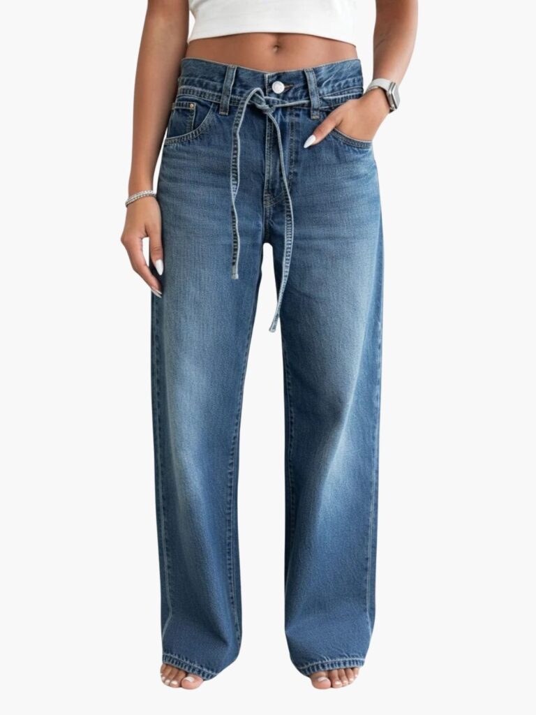 ליוויס ג'ינס רחב עם חגורת בד A87010-0030