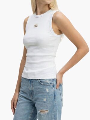 קלווין קליין גופייה ריב לבנה ללא שרוולים