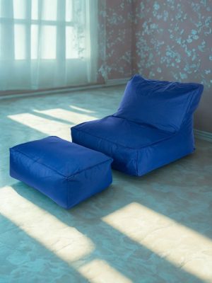 סט כורסה אוקספורד פנים/חוץ 80*100*110 והדום 30*55*100 כחול