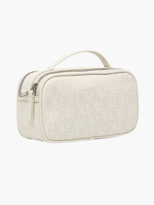 קלווין קליין תיק צד לנשים בצבע שמנת מונוגרם