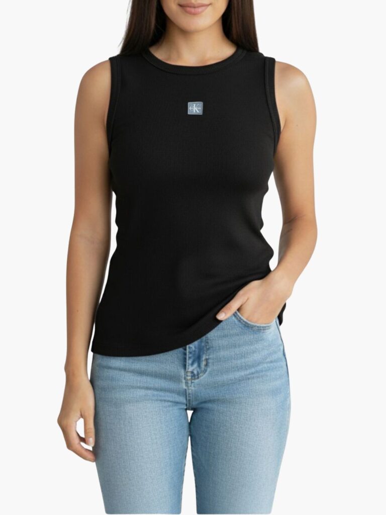 קלווין קליין גופיית לוגו ריב שחורה