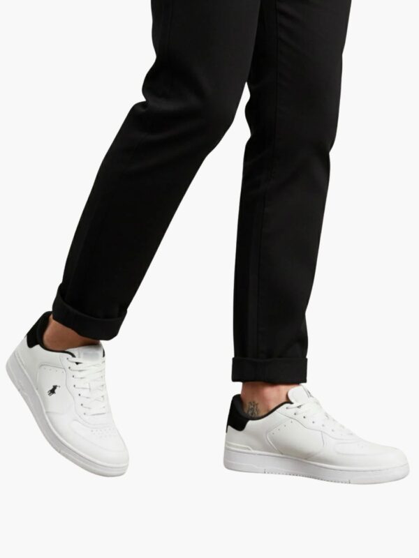 פולו ראלף לורן סניקרס לבנות עם עקב שחור ולוגו רקום