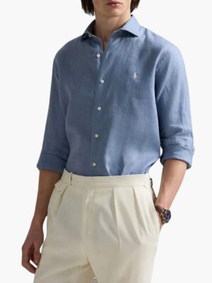 חולצת פשתן כפתורים תכלת של פולו ראלף לורן