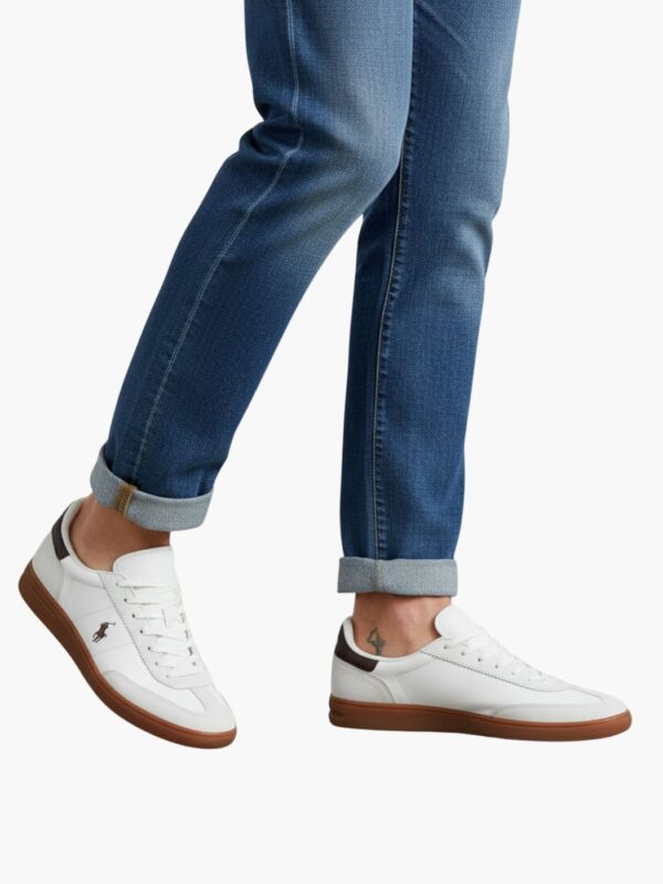 פולו ראלף לורן סניקרס לבנות לגברים בשילוב גמס ולוגו שחור