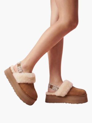 האג כפכף פלטפורמה עם פרווה רכה ורצועת לוגו