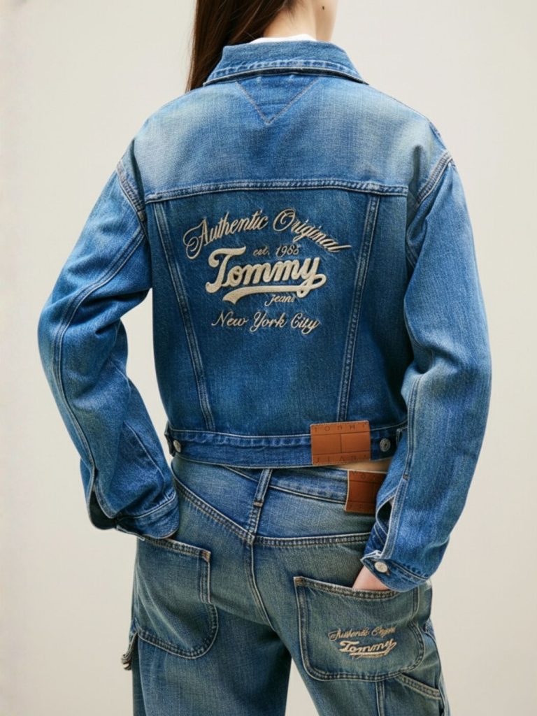 טומי ג’קט ג’ינס עם רקמת לוגו בגב