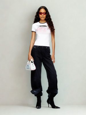 דיזל תיק לנשים תכלת לבן עם נגיעות ורודות