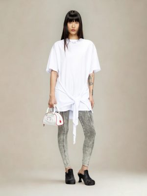 דיזל תיק יד לבן לנשים עם נגיעות אדומות