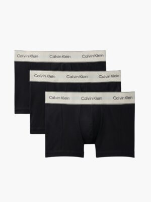 קלווין קליין סט 3 בוקסרים שחורים עם גומי מותג לבן