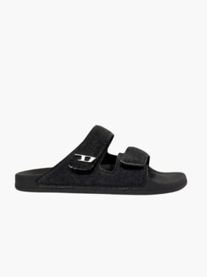 דיזל כפכף בצבע שחור עם שתי רצועות מתכווננות ולוגו מתכת