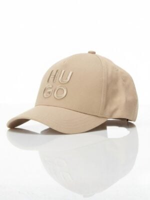 הוגו כובע לוגו רקום HUGO בצבע שמנת