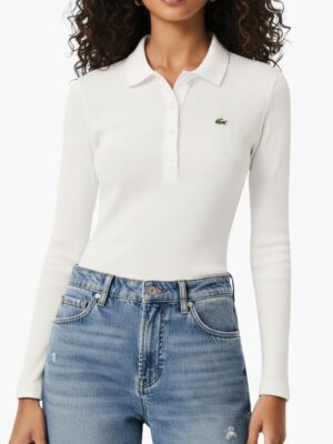 חולצת פולו בצבע לבן של לקוסט לנשים