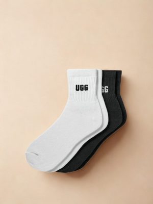 האג סט של שני זוגות גרביים שחור ולבן עם לוגו UGG
