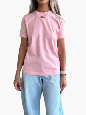 חולצת טי דיזל ורודה לנשים עם לוגו פתוח