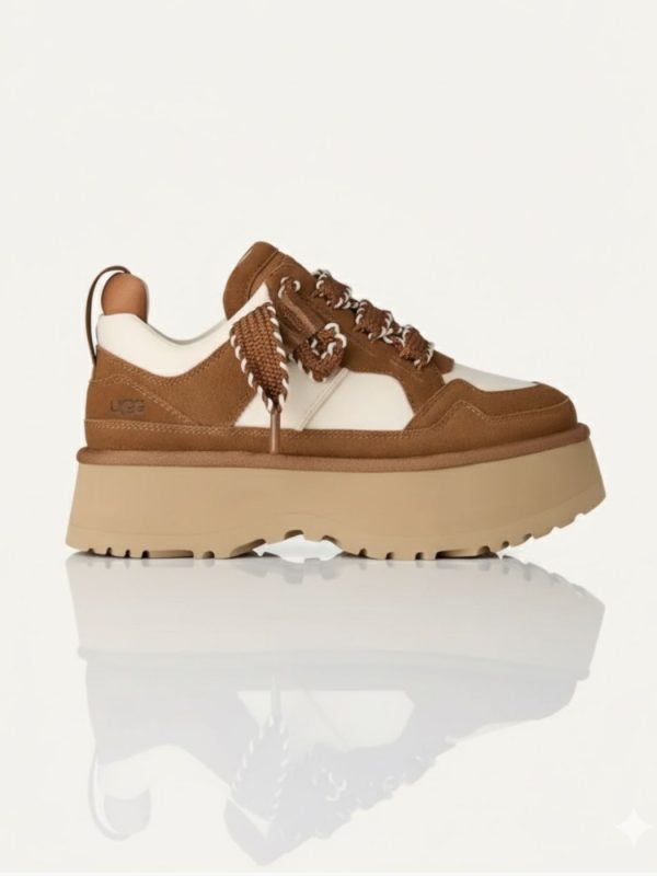 האג נעל פלטפורמה בצבע חום לבן